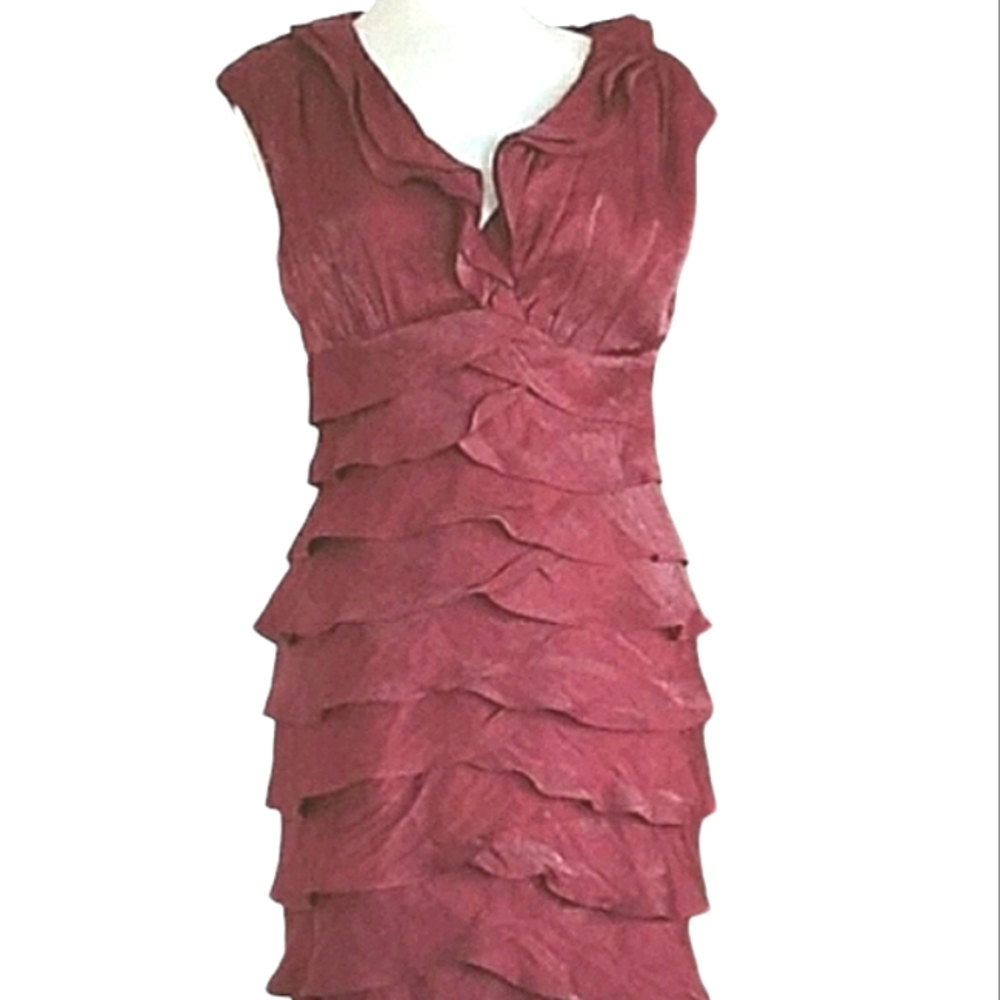 Shimmery burgundy red ruffle dress